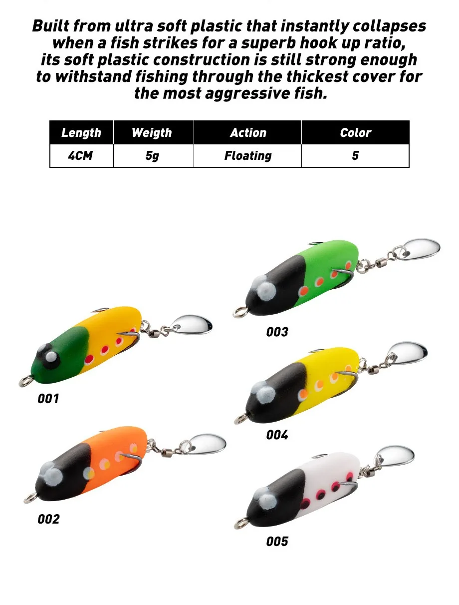 Cheery WEI Frog Lure 4cm 5g Fishing Bait Soft ABS Pencil Lure - view 11