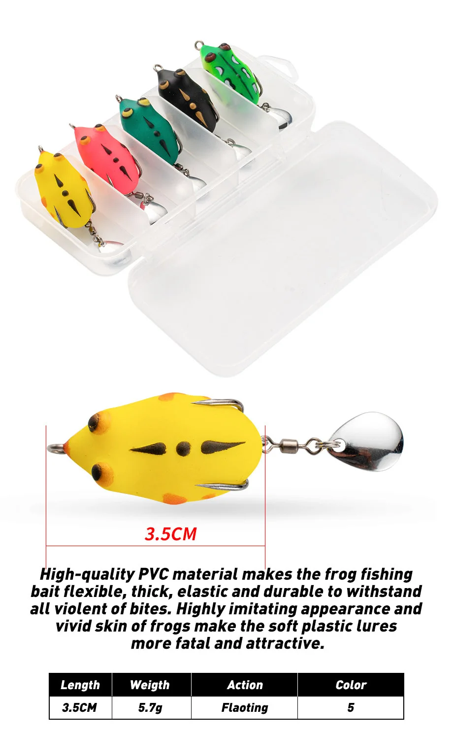 Cheery Frog Fishing Bait 35 mm 5.8 g 5 Spoon Lure ABS Pencil Lure - view 12