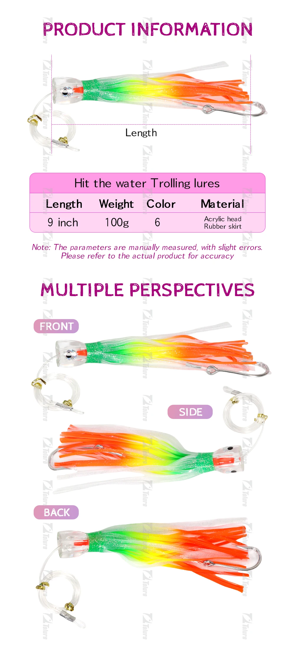 9Inch Resin Head for Ocean with 9, Carbon Steel, Marlin Tuna Soft Lure ABS Pencil Lure - view 10