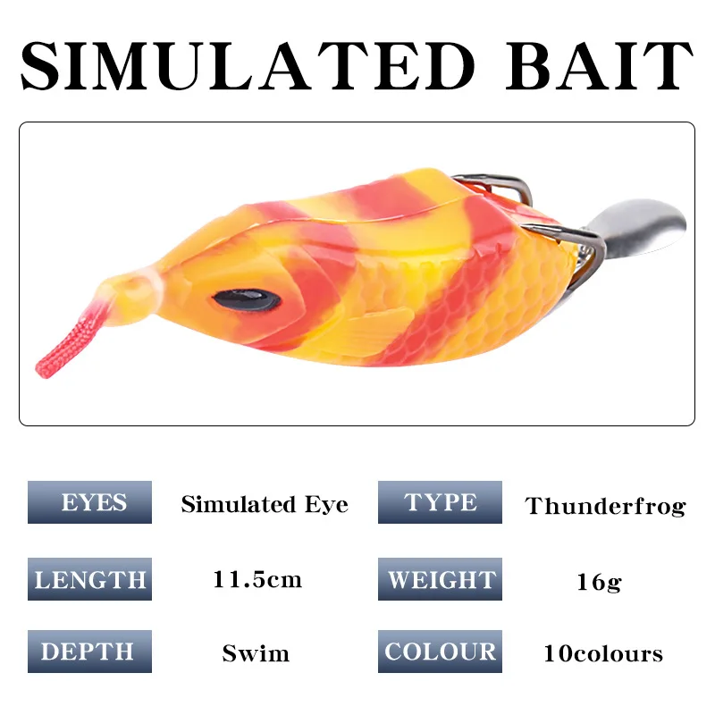 11.5 cm /16 g Frog Lure Fishing Bait Soft Rubber Spoon Trout Bass ABS Pencil Lure - view 9