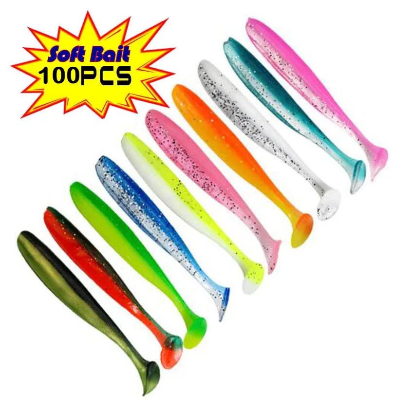 100 Soft Swimbait 6 cm 7 cm Paddle Tail Fishing Bait Lure
