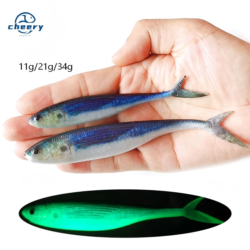 Cheery 3D Luminous Soft Lure Sardine PVC Fishing Bait, for Bass 、