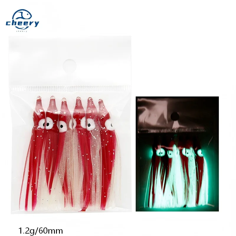 Cheery 6 60 mm Saltwater Glow in the Dark Luminous Plastic Soft Lure