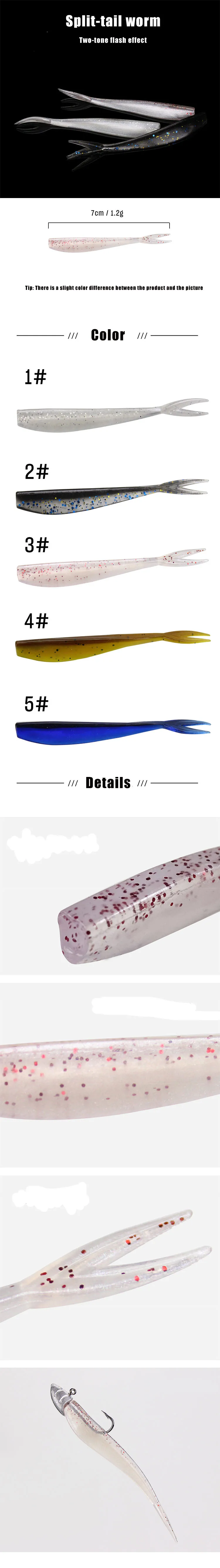 7 cm 1.2 g Soft Lure Worm Plastic vibe ABS Pencil Lure - view 10