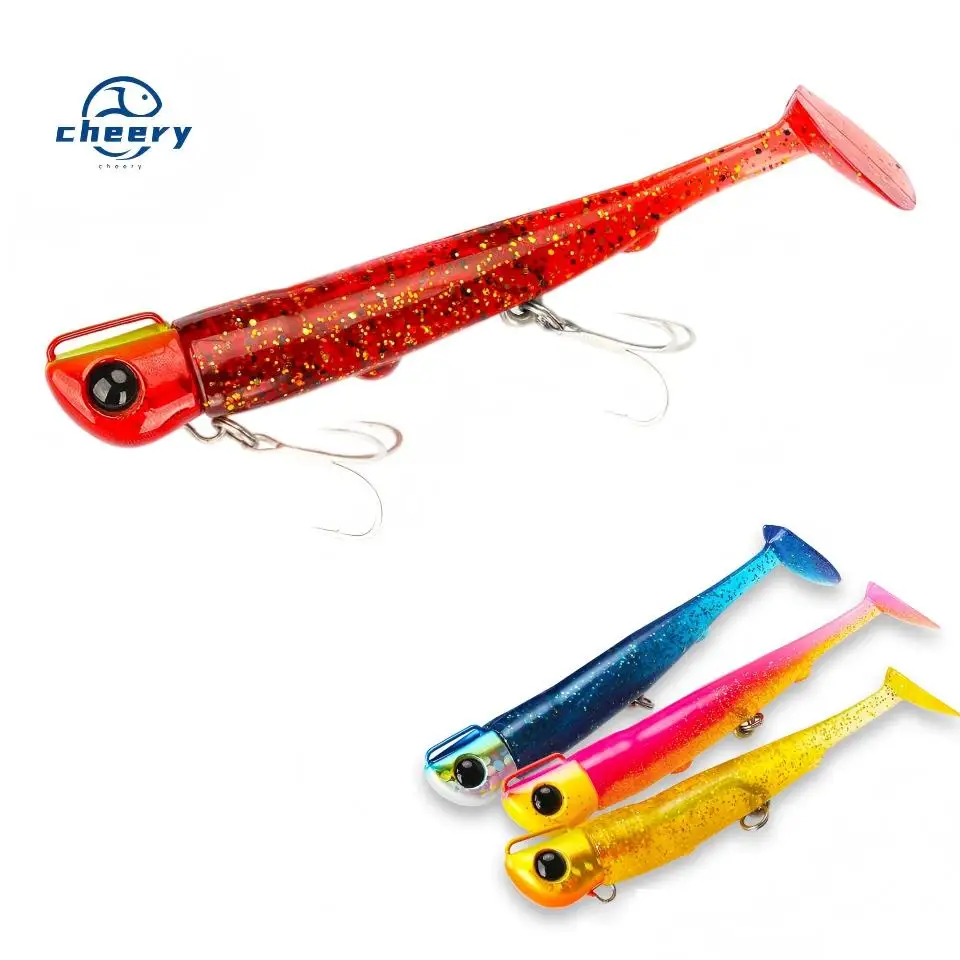 CHEERY T Tail Jig Head Soft Fishing Bait 110mm 35g Saltwater