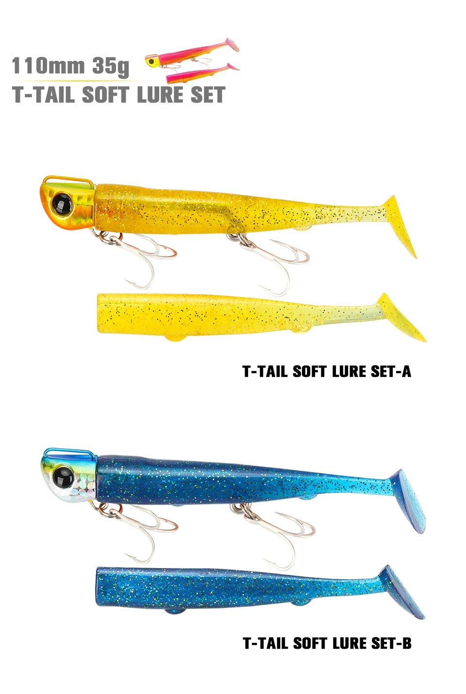 CHEERY T Tail Jig Head Soft Fishing Bait 110mm 35g Saltwater ABS Pencil Lure - view 10
