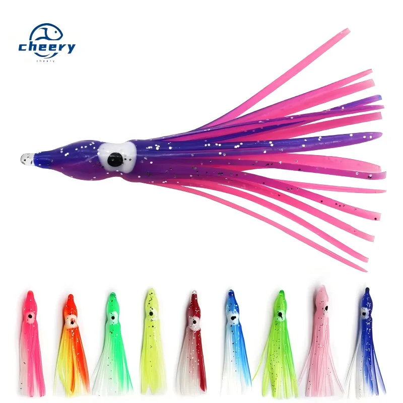 CHEERY 5-30 cm Rubber Squid Octopus Soft Swimbait Tuna Fishing
