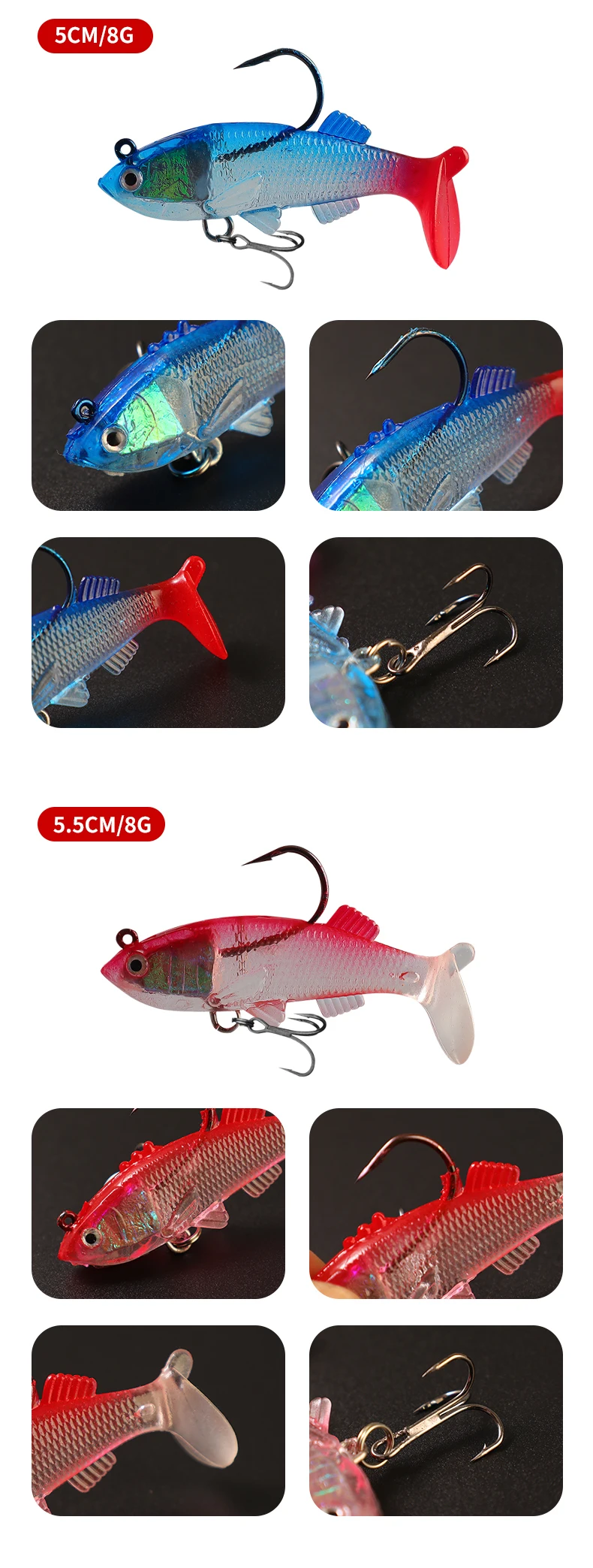CHEERY 6 8 9 11 13 Rubber Fishing Bait Soft Lure Lead Set ABS Pencil Lure - view 6
