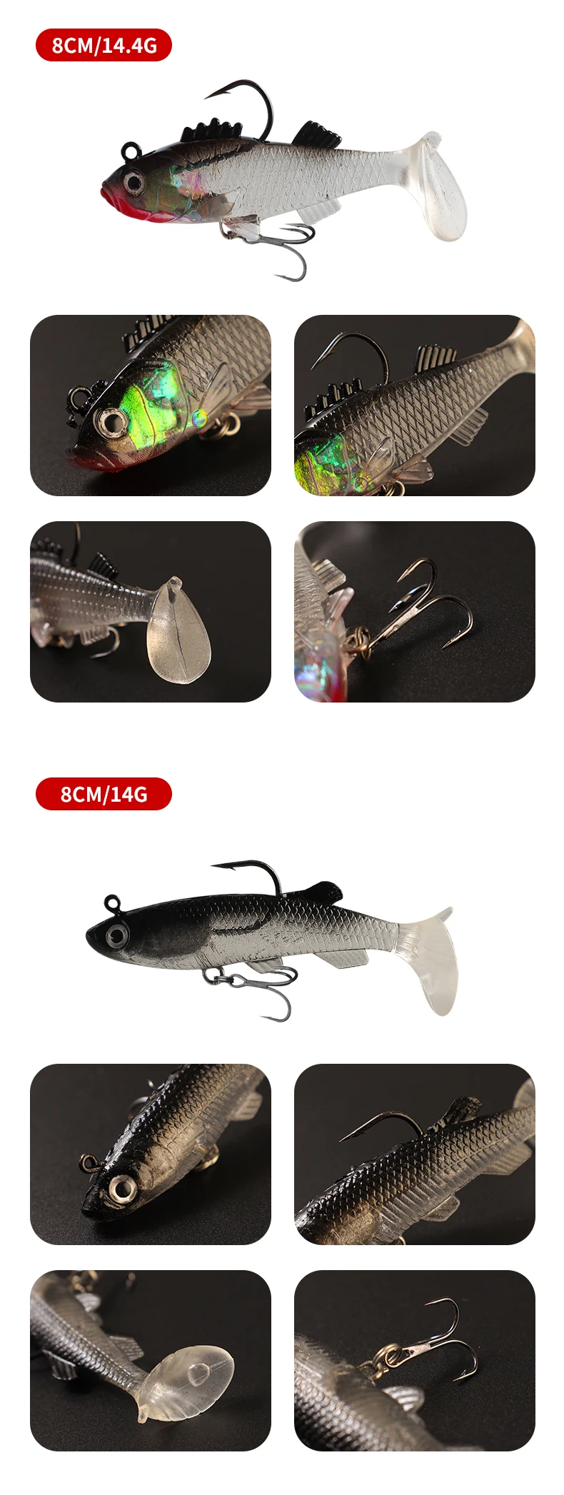 CHEERY 6 8 9 11 13 Rubber Fishing Bait Soft Lure Lead Set ABS Pencil Lure - view 8