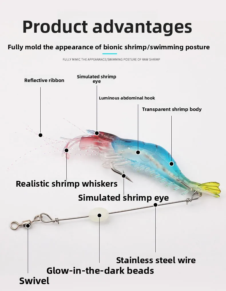 Carp PVC Soft Lure Shrimp Plastic ABS Pencil Lure - view 7