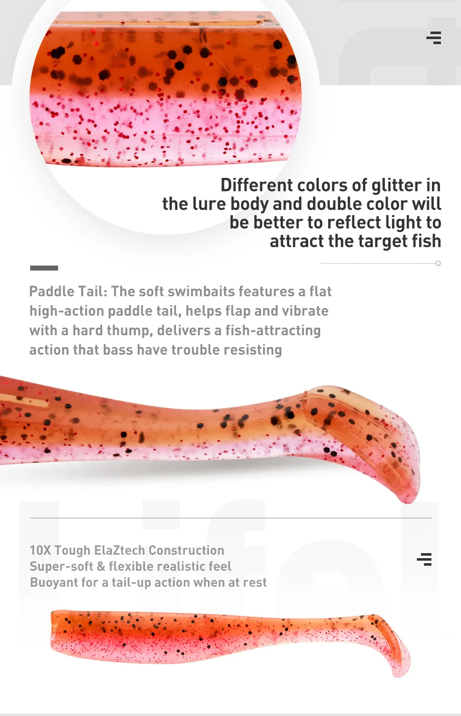 Cheery 70mm 2.3g Soft Fishing Bait Paddle Tail Plastic ABS Pencil Lure - view 4