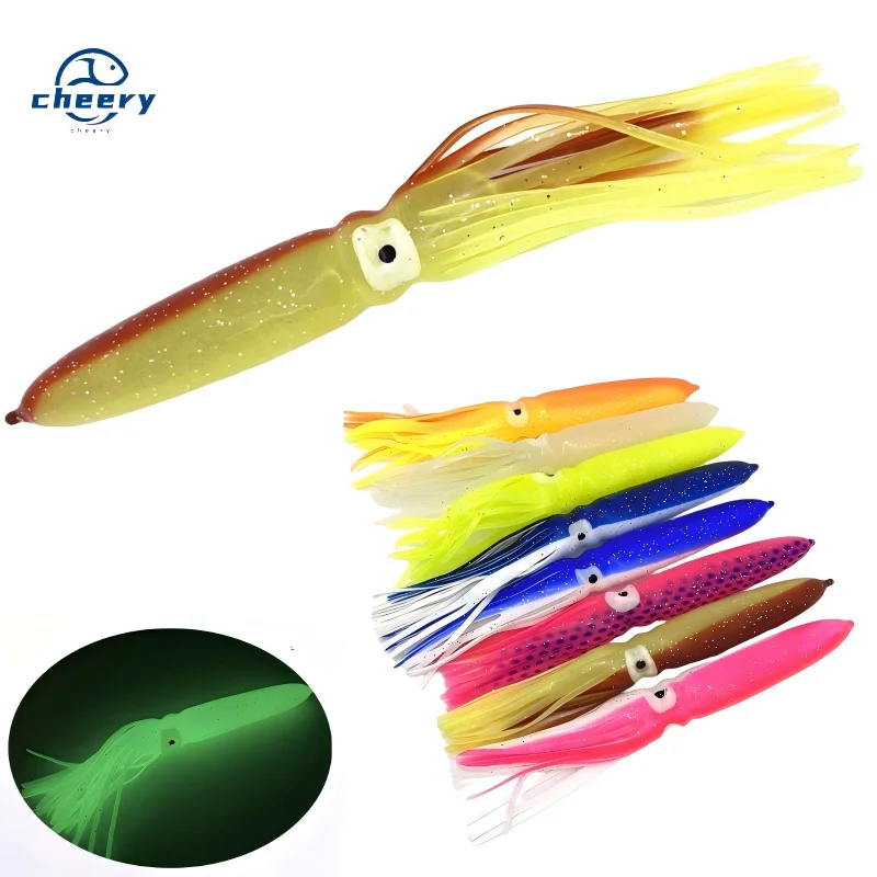 Cheery New 18cm 22cm Rubber Squid Octopus Soft Swimbait Tuna