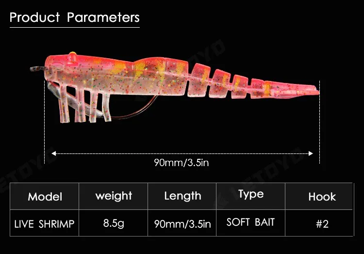 CHEERY 90mm 8.5g Saltwater Shrimp Fishing Bait Luminous ABS Pencil Lure - view 8