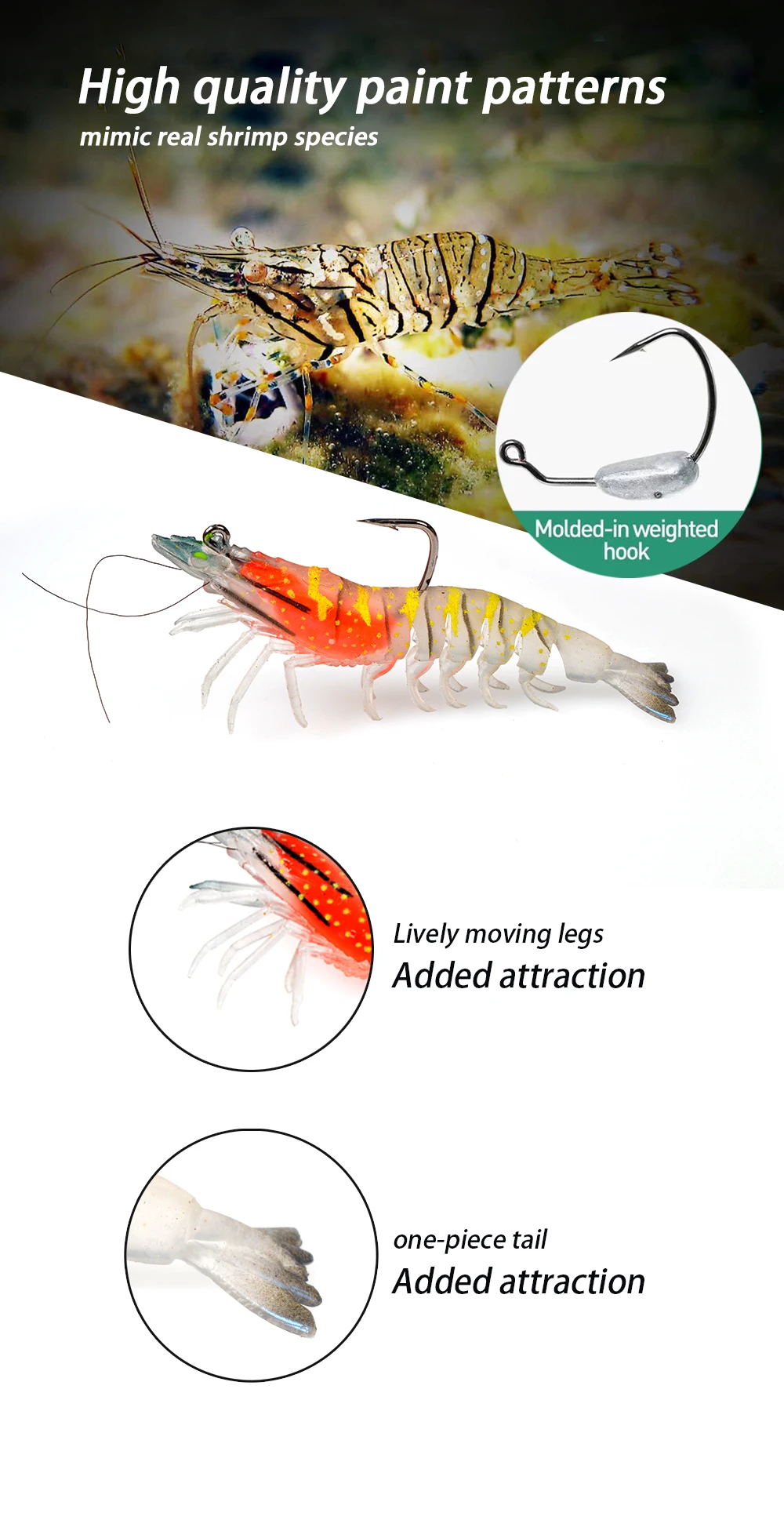 CHEERY Saltwater Soft Lure 15 g Luminous Plastic Shrimp Hooks ABS Pencil Lure - view 8