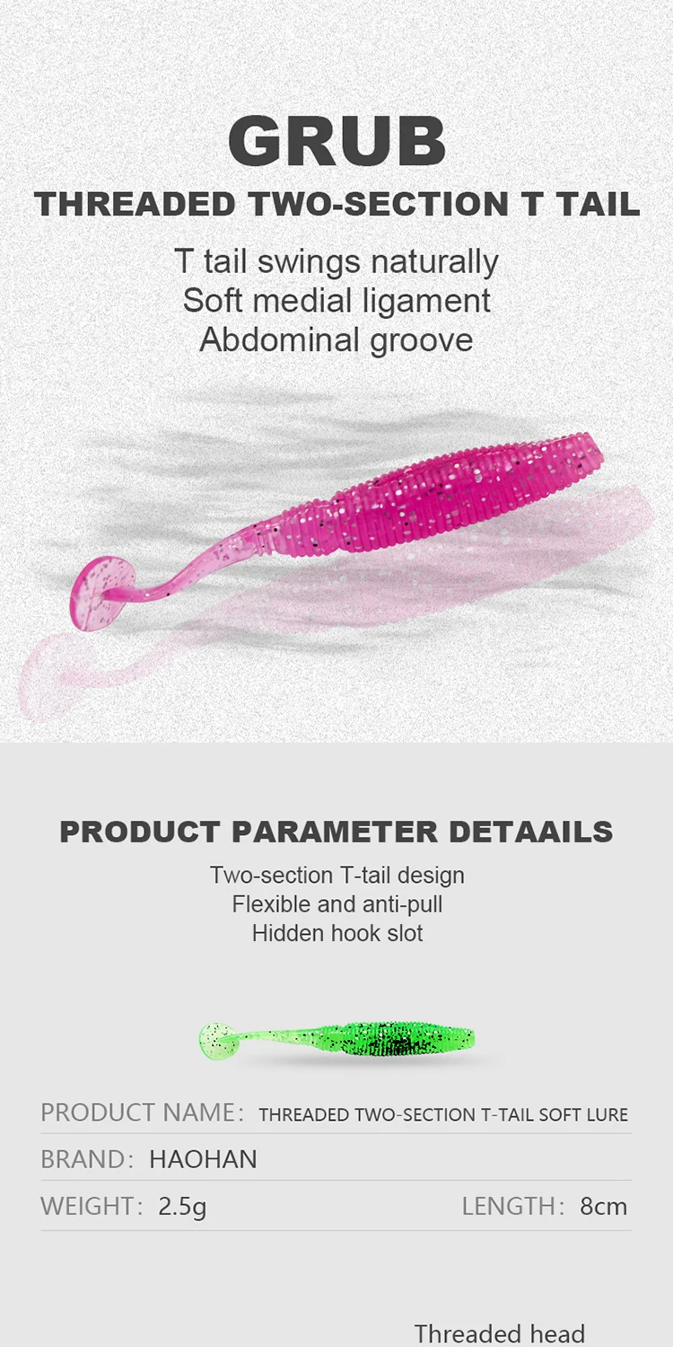 Fishing Bait Paddle Tail 1 g 8 cm Isca Soft Lure Bass Carp ABS Pencil Lure - view 2