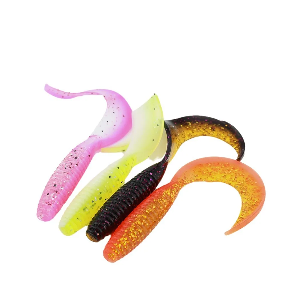 15 / 30 / Shrimp Curly Tail Fishing Bait Soft Worm