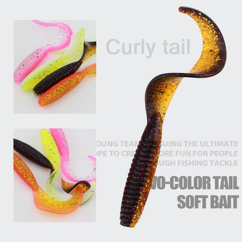 15 / 30 / Shrimp Curly Tail Fishing Bait Soft Worm ABS Pencil Lure - view 6