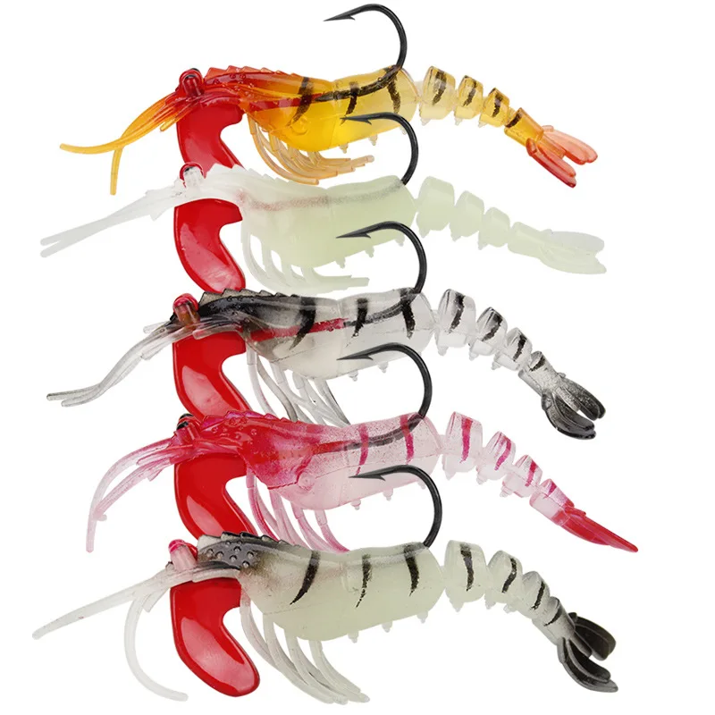 5 Luminous Shrimp, Soft Lead Plastic