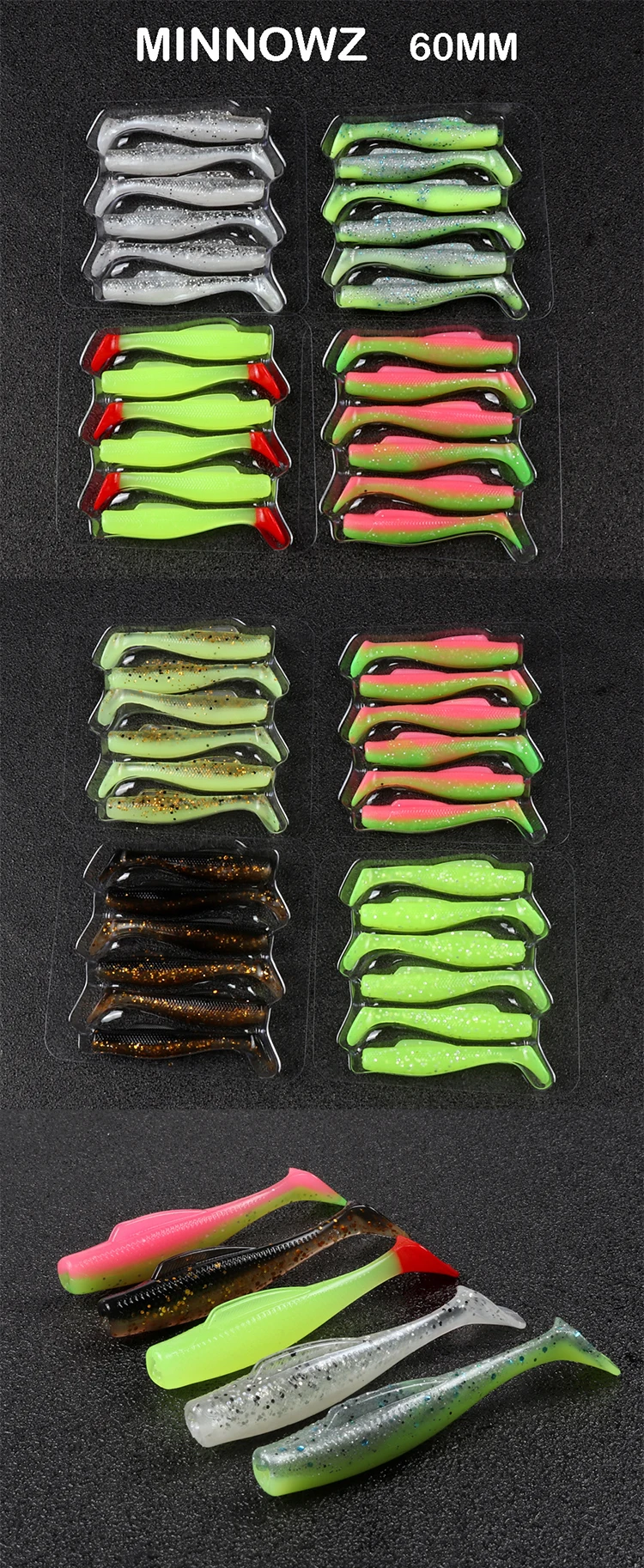 Cheery Paddle 6cm 2.3g 6 Soft Lure Fishing Bait T TPR ABS Pencil Lure - view 3