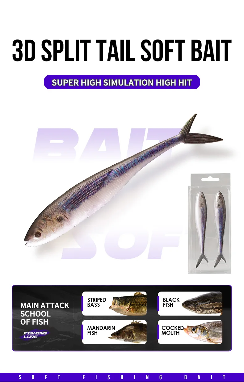 CHEERY 12.5cm Fluke Lure Split Tail Soft Plastic Fishing Swimbait ABS Pencil Lure - view 14