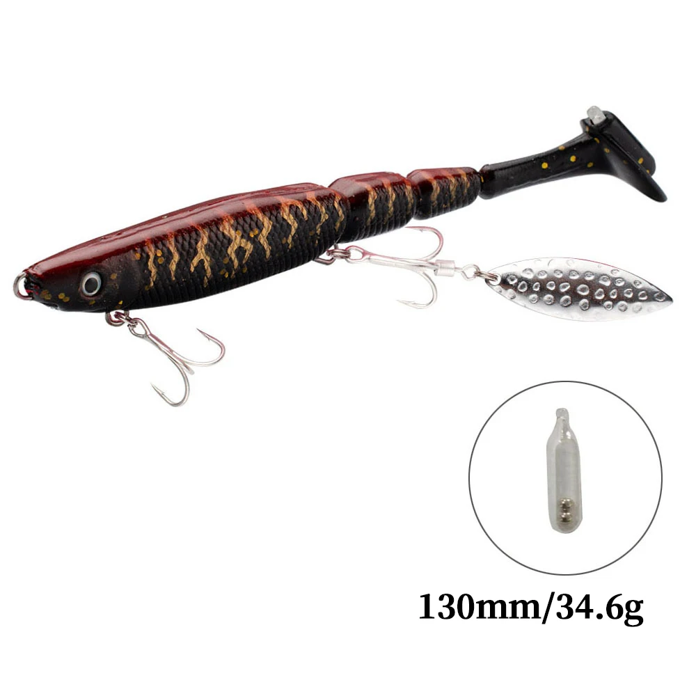 Cheery AGS628/1 130mm 34.6g 6 3D PVC T Soft Lure Hooks, for ABS Pencil Lure - view 3