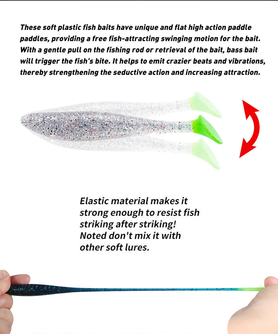 Cheery OEM T Tail Shad Swimbait Silicone Soft Lure, for Bass ABS Pencil Lure - view 15