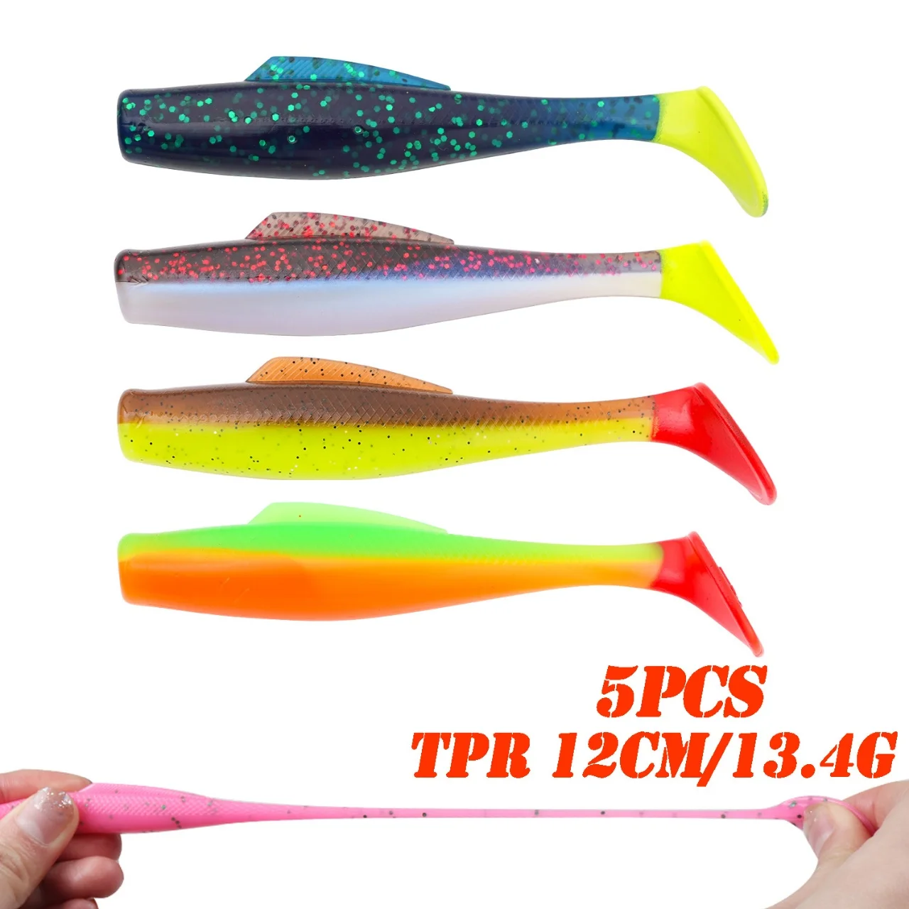 Cheery 5 12 cm 13.4 g TPR T Tail Grub Soft Lure, for Bass 、 、 ABS Pencil Lure - detail 1