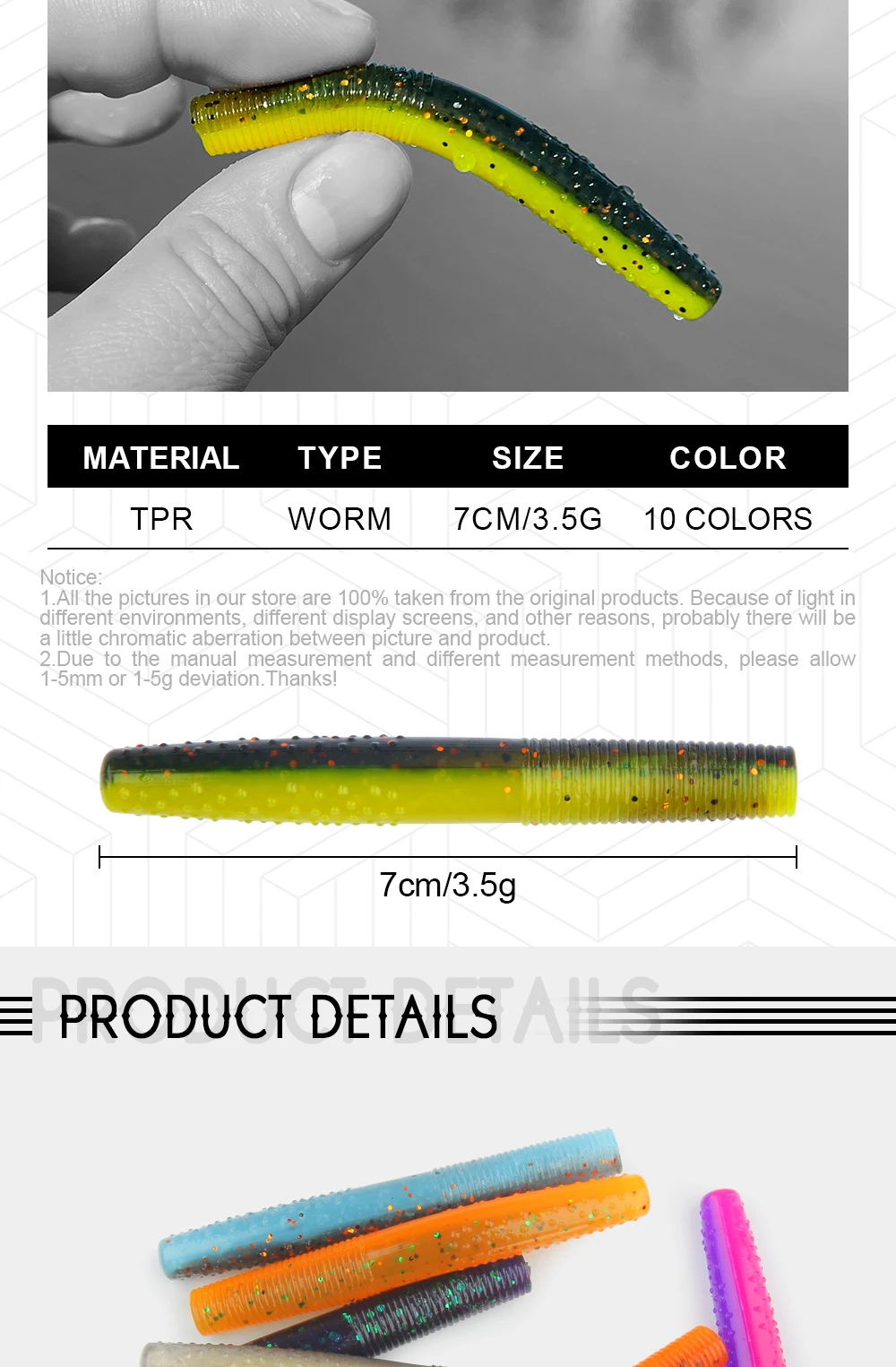 Spinpoler Soft Worm Senko Finesse TPR Ned Rig 2.75 Fishing Bait ABS Pencil Lure - view 7