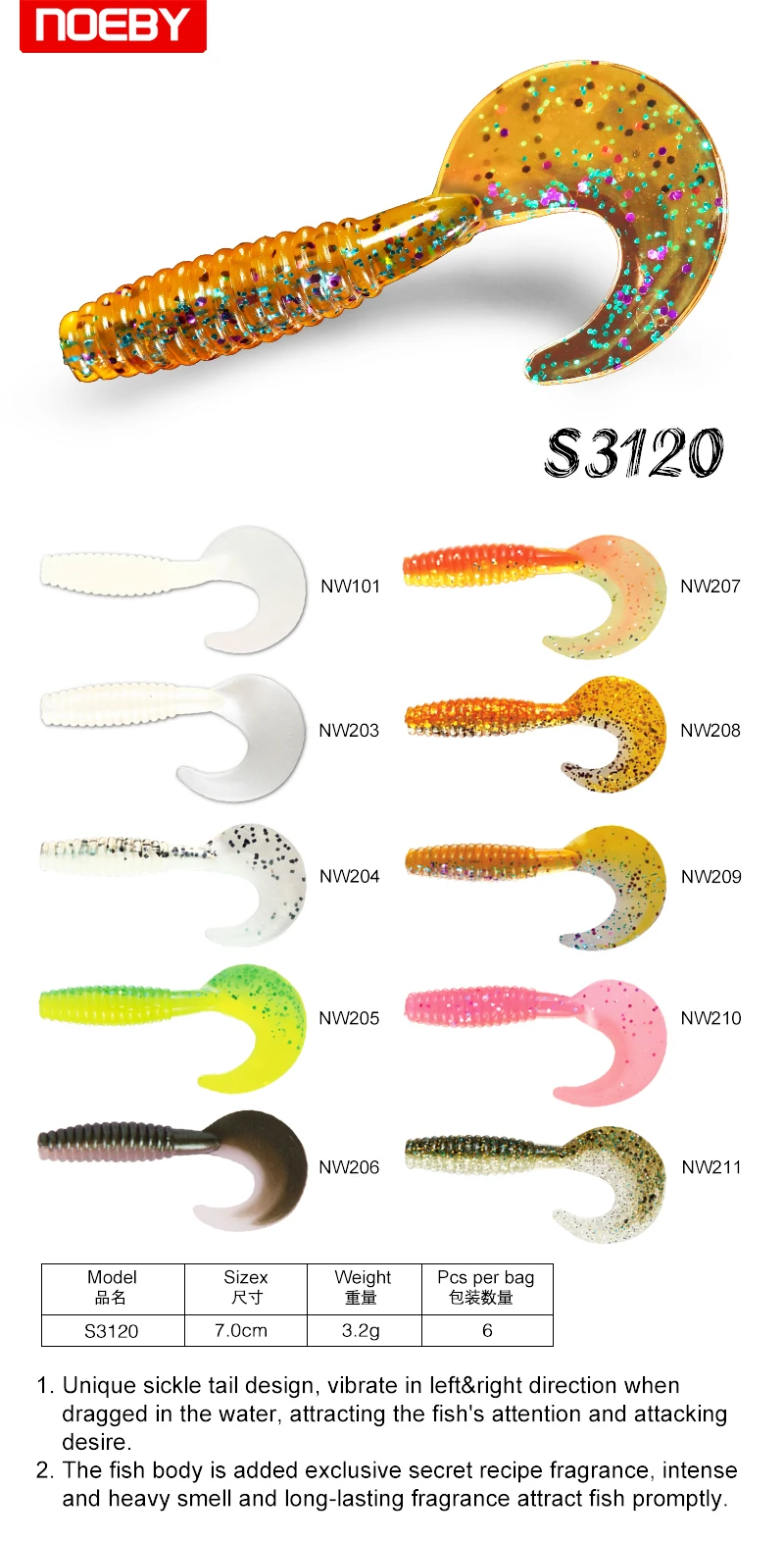 Plastic Fishing Bream Soft Grub Lure ABS Pencil Lure - view 4