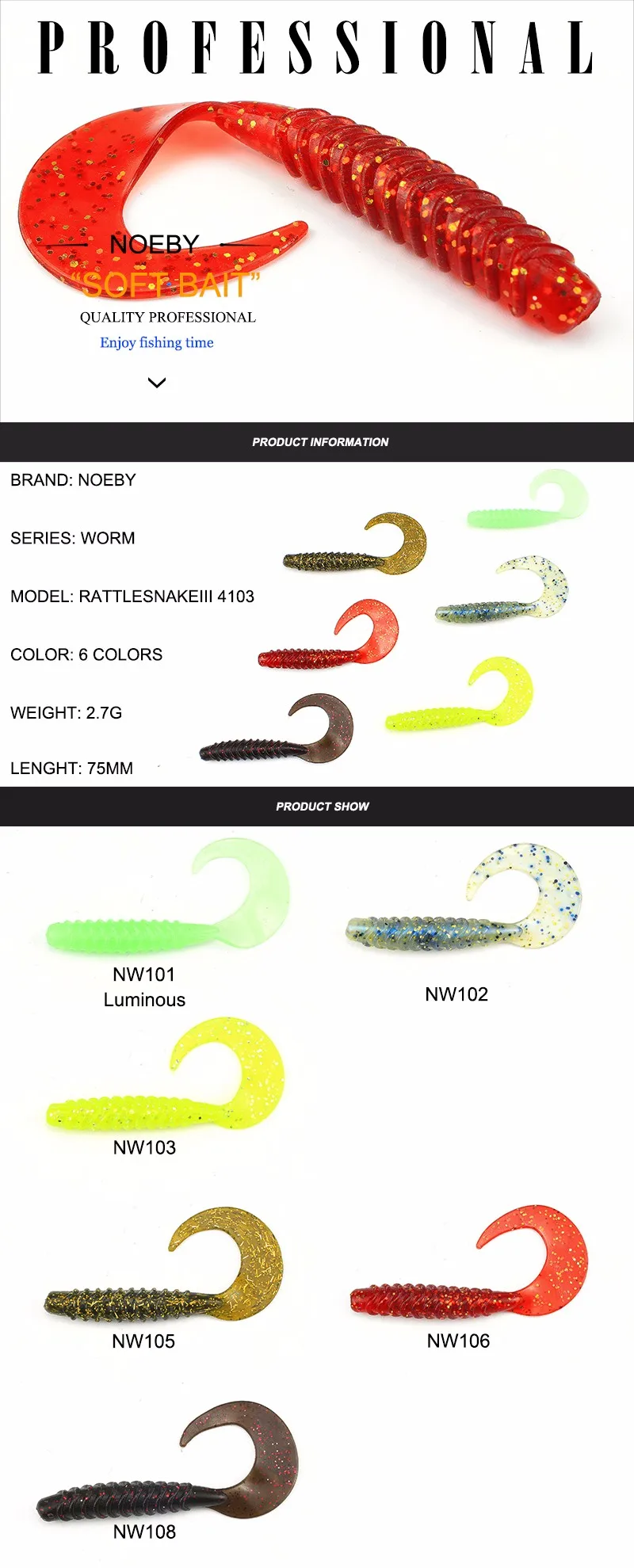 NOEBY Soft Fishing Bait Bags Plastic ABS Pencil Lure - view 13