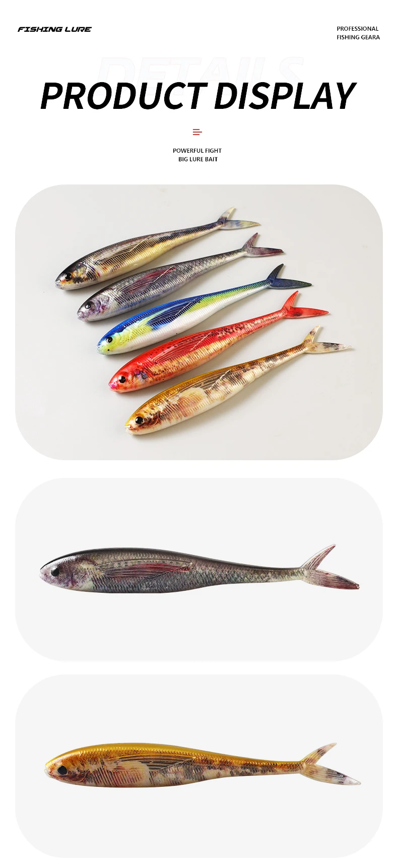 Cheery DN 12.5cm 11g Fluke Lure Split Tail Soft Plastic Fishing ABS Pencil Lure - view 13