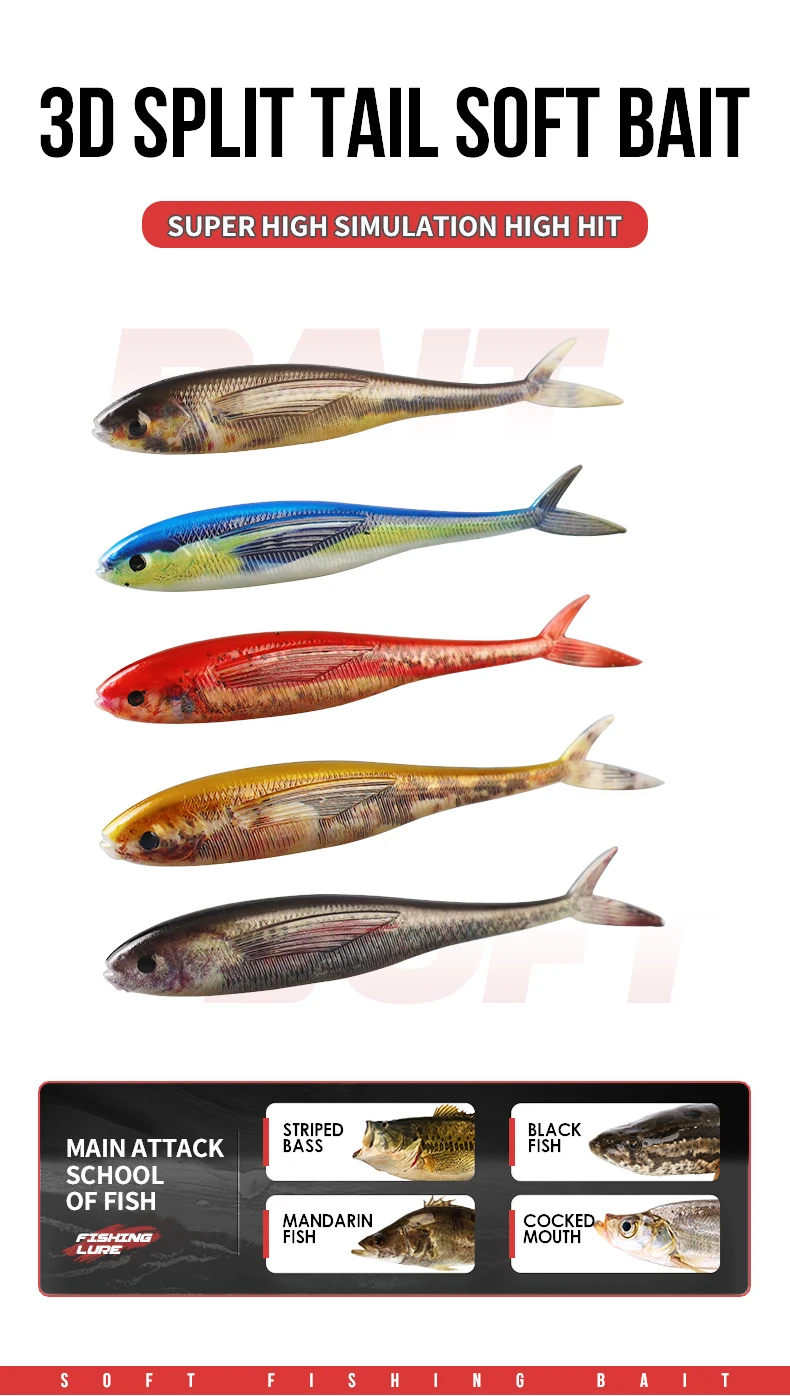 Cheery DN 12.5cm 11g Fluke Lure Split Tail Soft Plastic Fishing ABS Pencil Lure - view 18