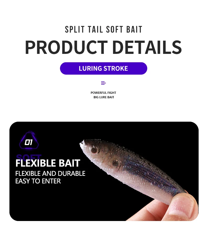 Cheery DN 12.5cm 11g Fluke Lure Split Tail Soft Plastic Fishing ABS Pencil Lure - view 19
