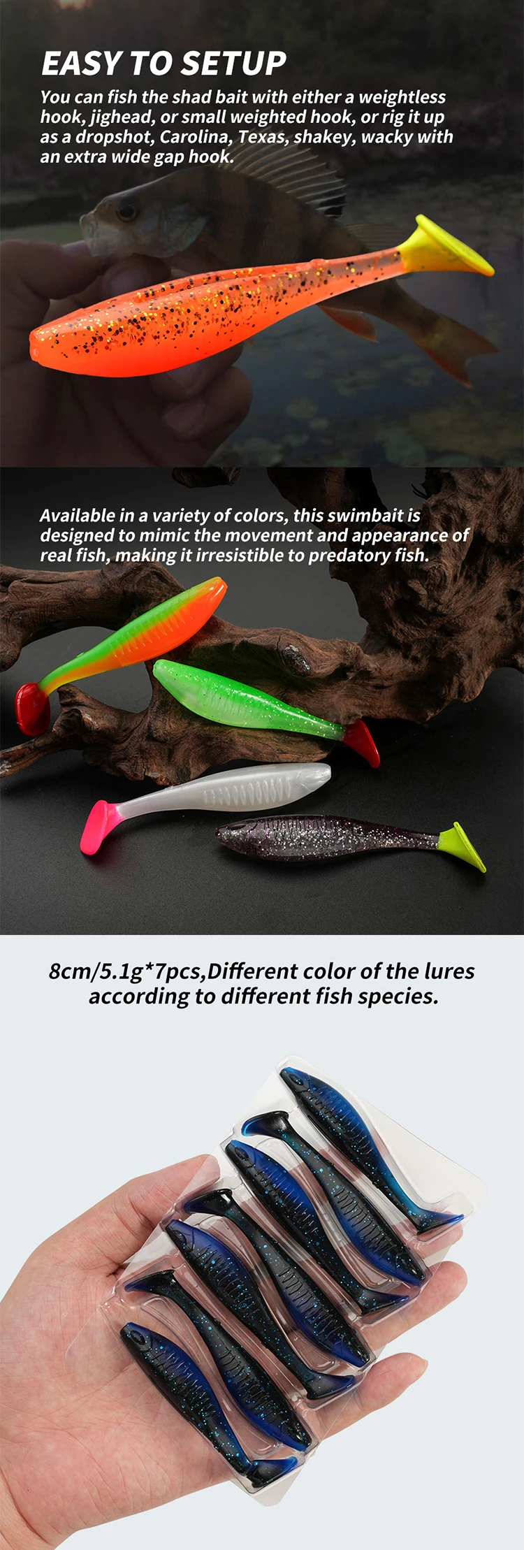 Cheery Wholesale Soft Lure 8cm/5g 7 / Paddle Tail Shrimp Fishing ABS Pencil Lure - view 9