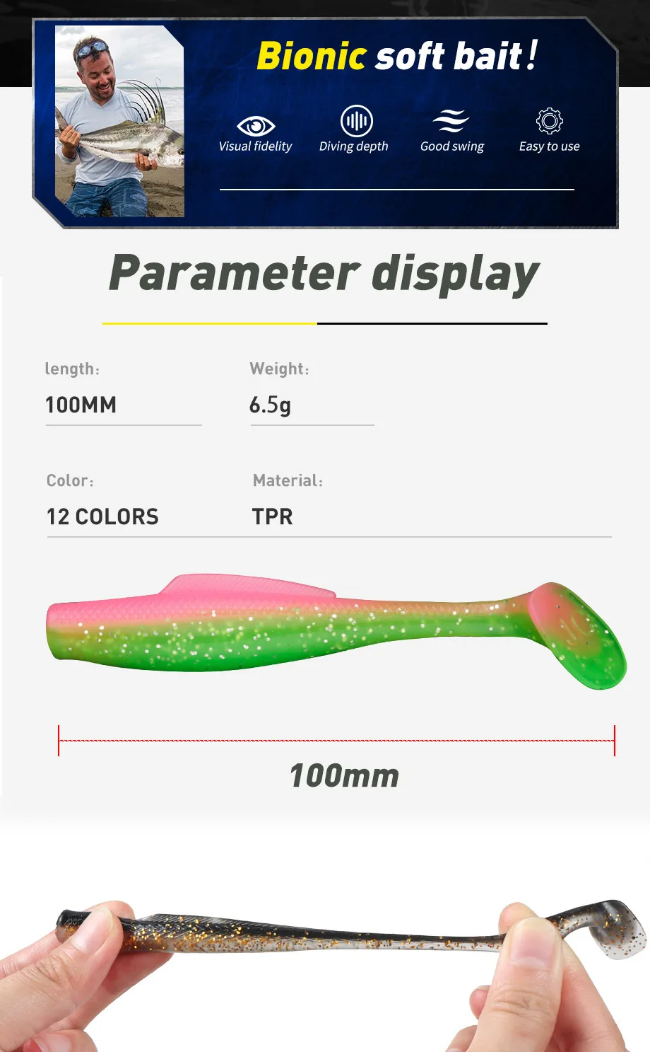 Cheery TPR 100 mm 6.5 g 5 / Fishing Bait Soft Worm T Lure Sea ABS Pencil Lure - view 6