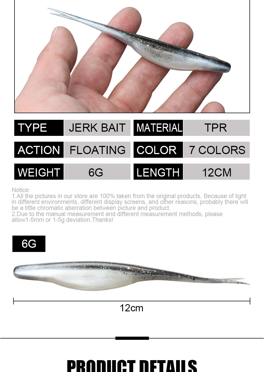 Cheery TPR Fishing Bait Soft Lure 10 Artificial Bass 、 、 ABS Pencil Lure - view 7