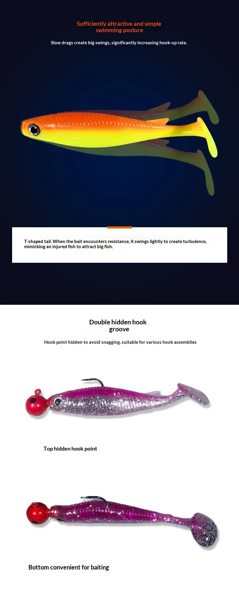 Stainless Steel Soft Plastic Lure Fishing Bait, for Bass ABS Pencil Lure - view 3