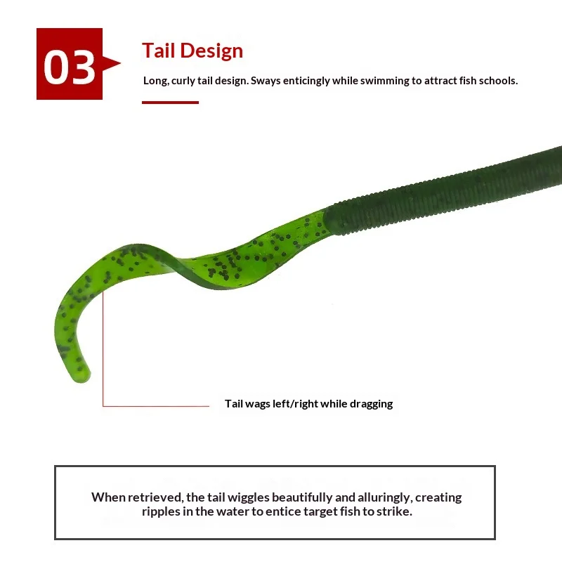 CHEERY Curly Tail Fishing Bait 88mm/2.64g Carp 、 Bass 、 ABS Pencil Lure - view 6