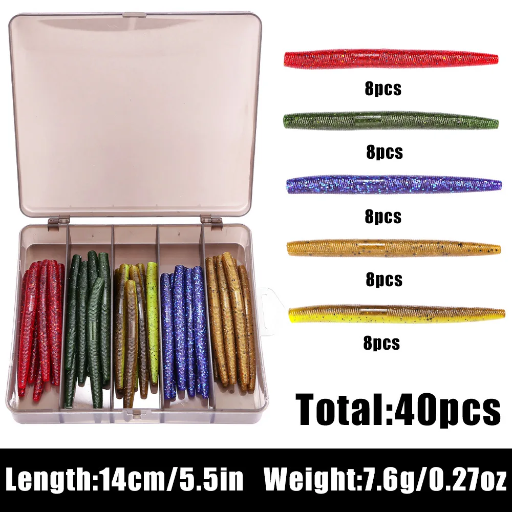 Stick Bait Soft Lure Set 40 Stainless Steel Artificial Worm ABS Pencil Lure - view 12