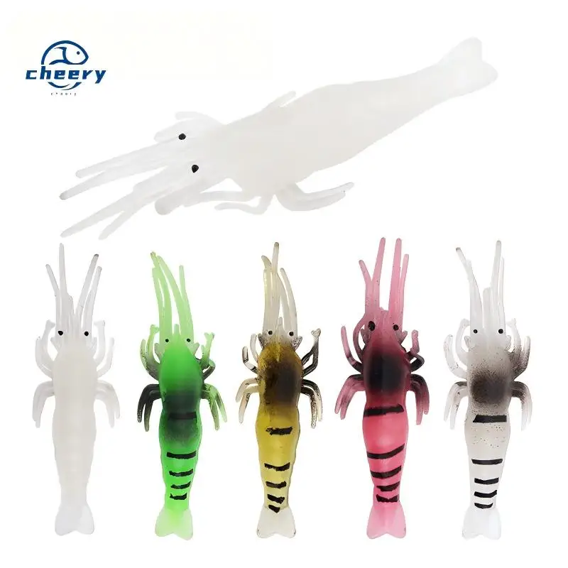 CHEERY 4.8cm 1g Luminous Soft Lure Plastic Shrimp Fishing Bait