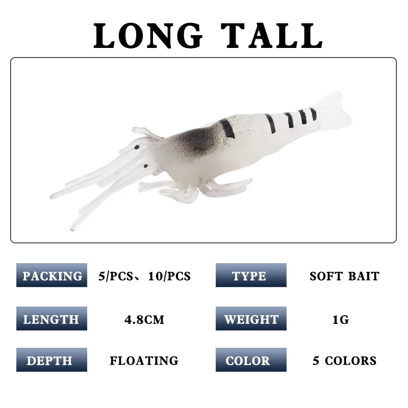 CHEERY 4.8cm 1g Luminous Soft Lure Plastic Shrimp Fishing Bait ABS Pencil Lure - view 15