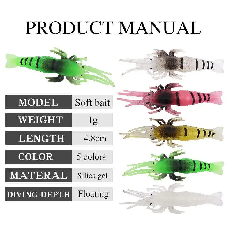 CHEERY 4.8cm 1g Luminous Soft Lure Plastic Shrimp Fishing Bait ABS Pencil Lure - view 5