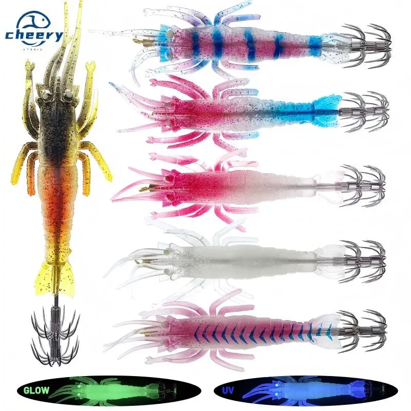 CHEERY 9.5g ABS Soft Shrimp Squid Saltwater Luminous Fishing Bait