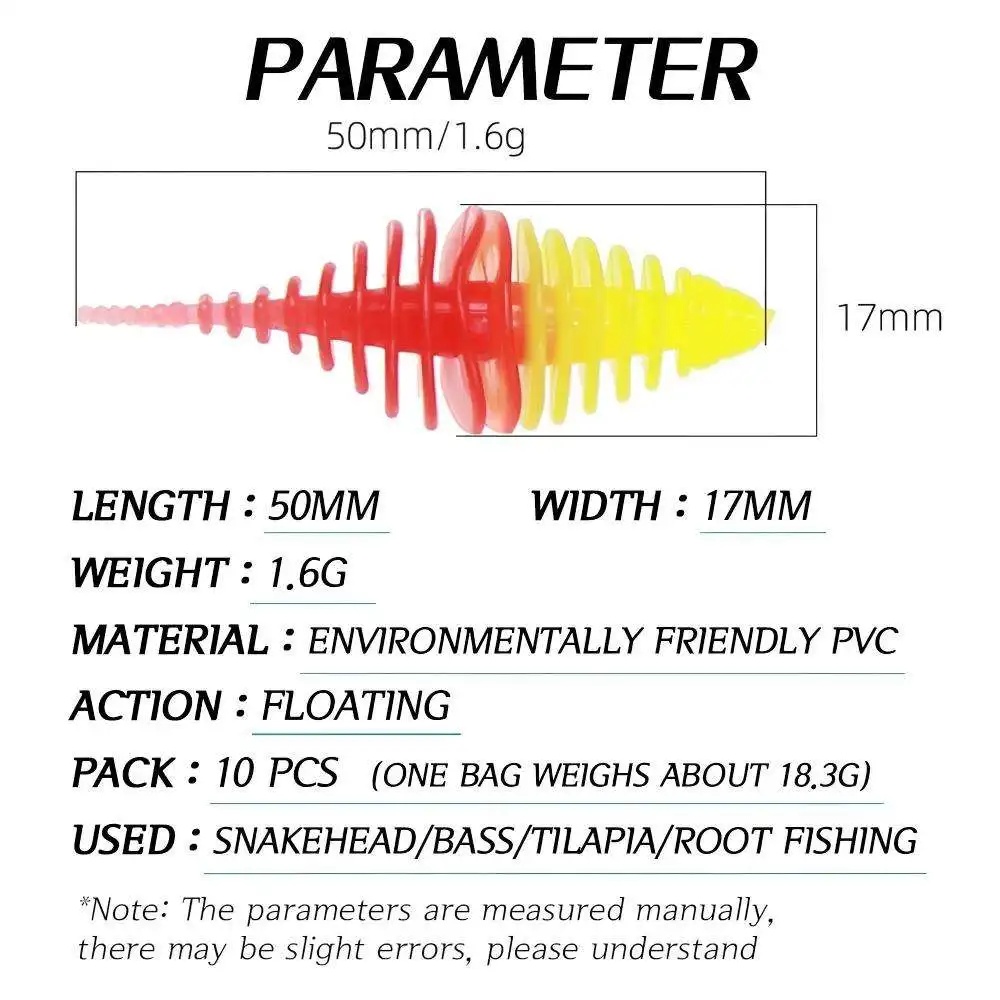 CHEERY 10 / 50 mm 1.6 g PVC Soft Worm Plastic Fishing Bait for 、 ABS Pencil Lure - view 16
