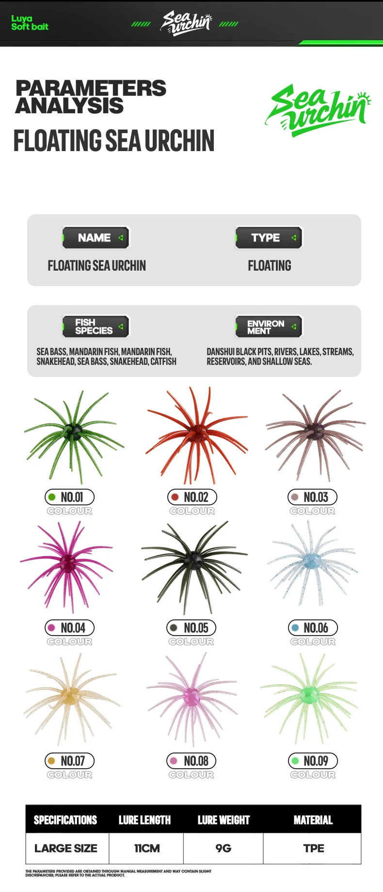 Cheery Sea Urchin TPE Soft Lure Fishing Bait for Bass 、 、 、 ABS Pencil Lure - view 17