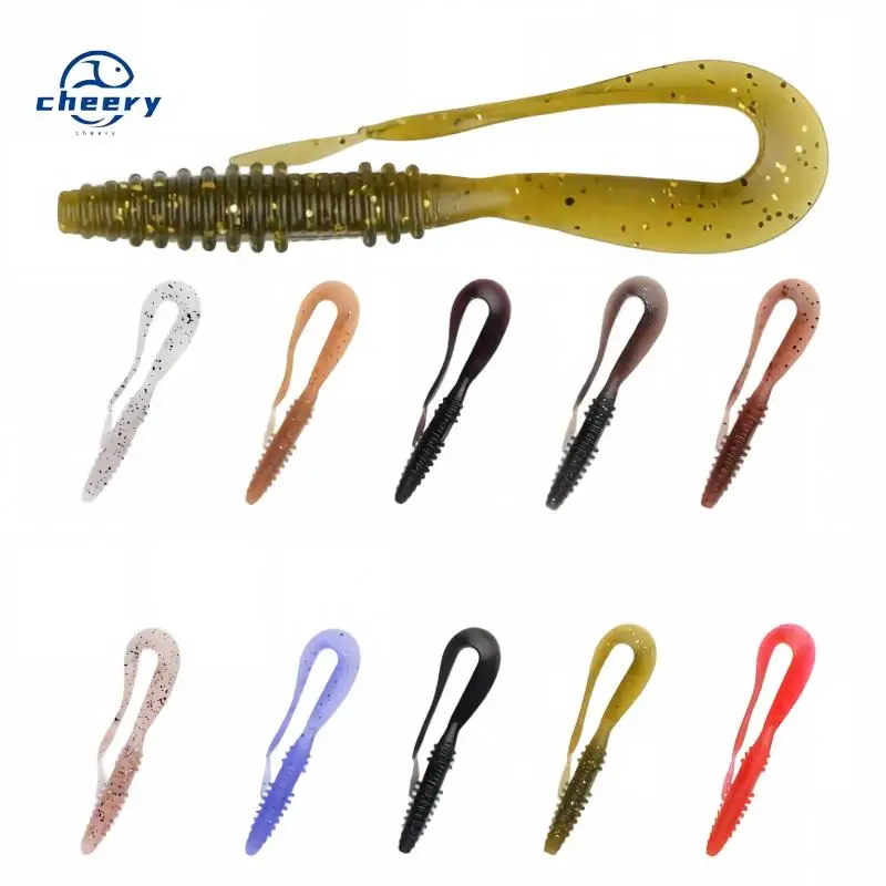 CHEERY Curly Tail Soft Worm Fishing Bait 5 cm /7.5 cm Plastic