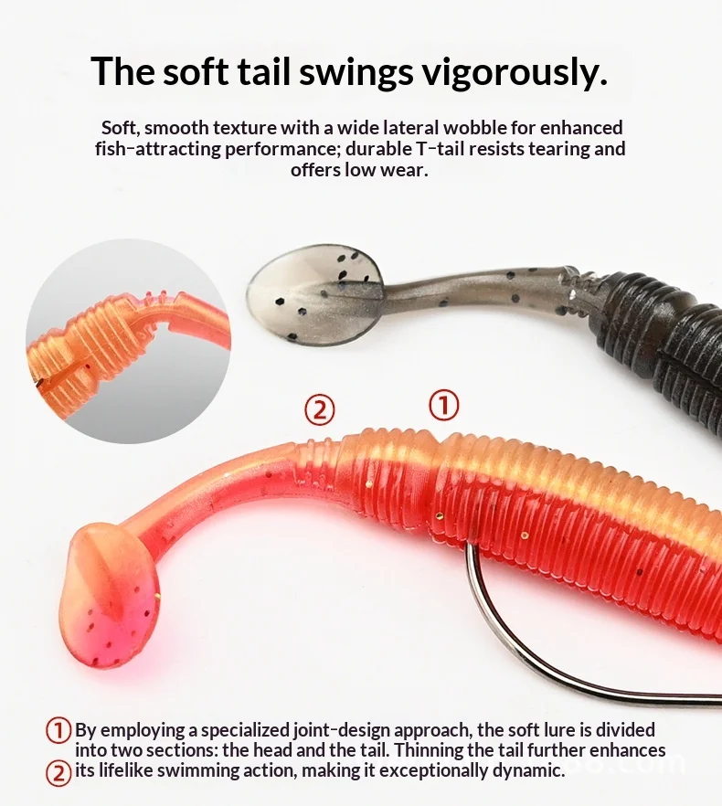 CHEERY Paddle Tail Soft Worm Fishing Bait Method Lure for Bass ABS Pencil Lure - view 7