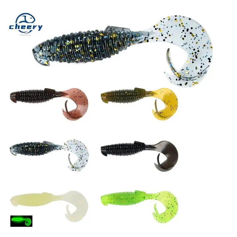 CHEERY Bite Trigger Curly Tail Soft Worm Fishing Bait Lure for