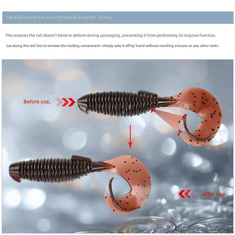 CHEERY Bite Trigger Curly Tail Soft Worm Fishing Bait Lure for ABS Pencil Lure - view 3