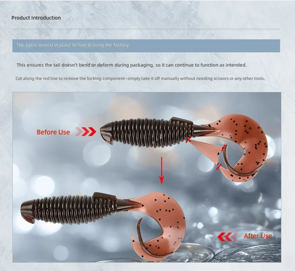 CHEERY Bite Trigger Curly Tail Soft Worm Fishing Bait Lure for ABS Pencil Lure - view 6